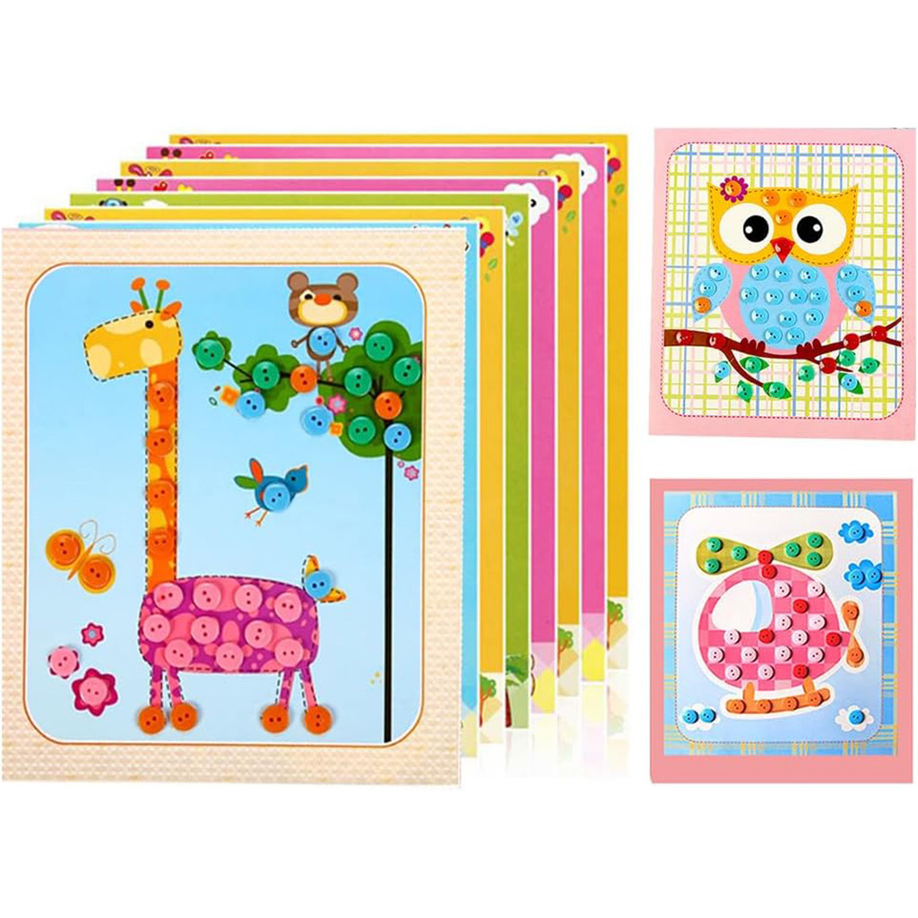 

Button Sticker Drawing Mosaic Sticker Art Kits For Kids Button Art Sticky Button Preschool Art Class