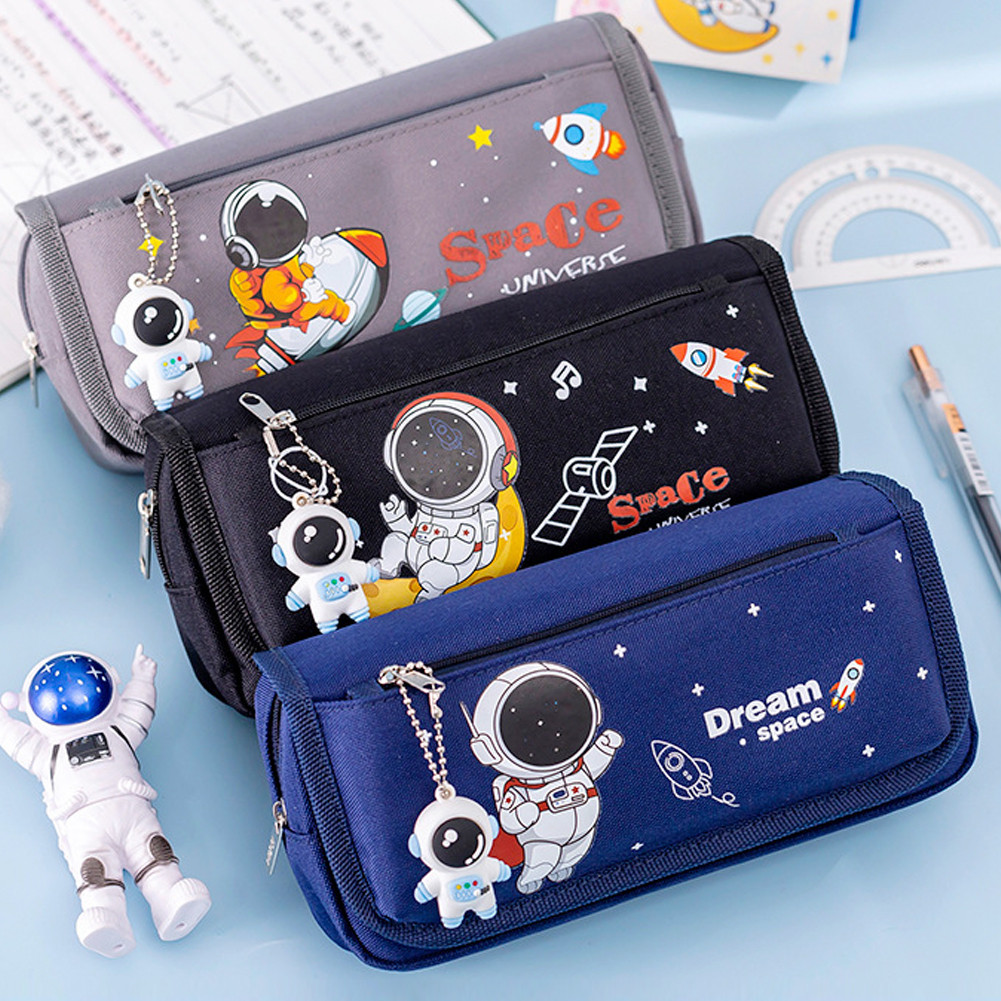 

1Pc Space Astronaut Pencil Case Large Capacity Kids Stationery Bag School Studen Cartoon Canvas