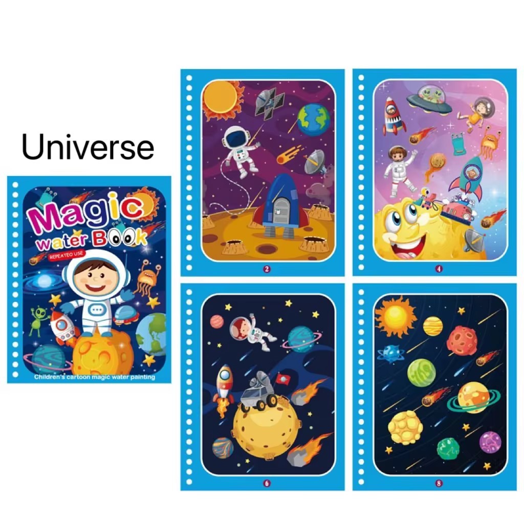 

1 Book+1 Pen Reusable Coloring Book Water Painting Book Sensory Early Education Puzzle Drawing Toys