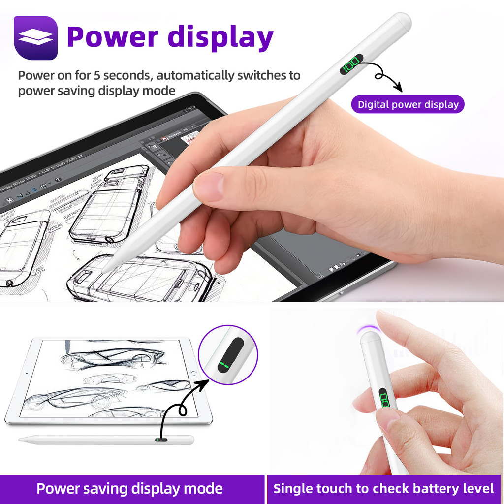 

Universal Active Stylus For Ipad Android Stylus Capacitive Stylus With Digital Power Display Ipad