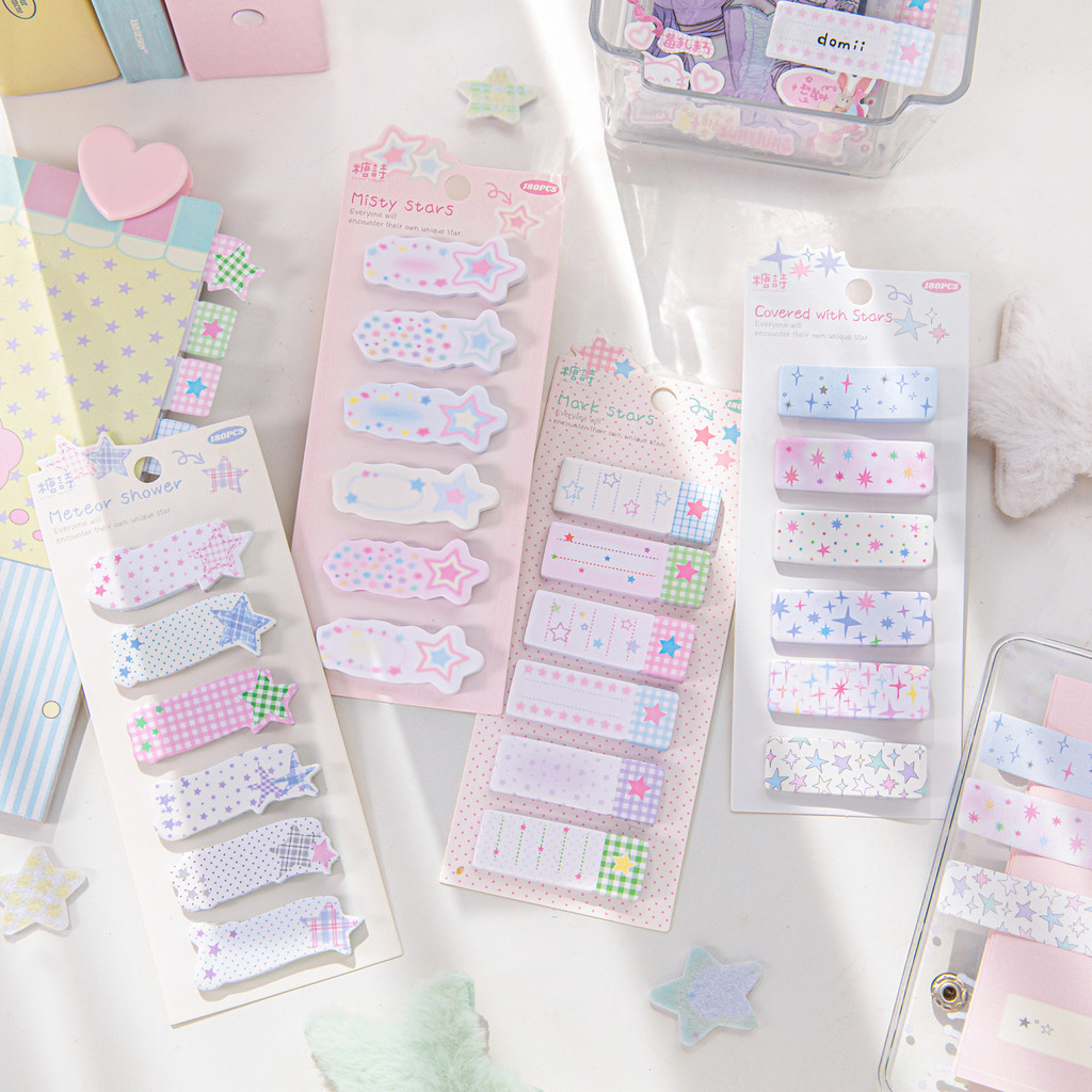 

4Pcs/Set Ins Style Cute Star Label Stickers Convenience Stickers Handwritten Notes Memo Korea Style