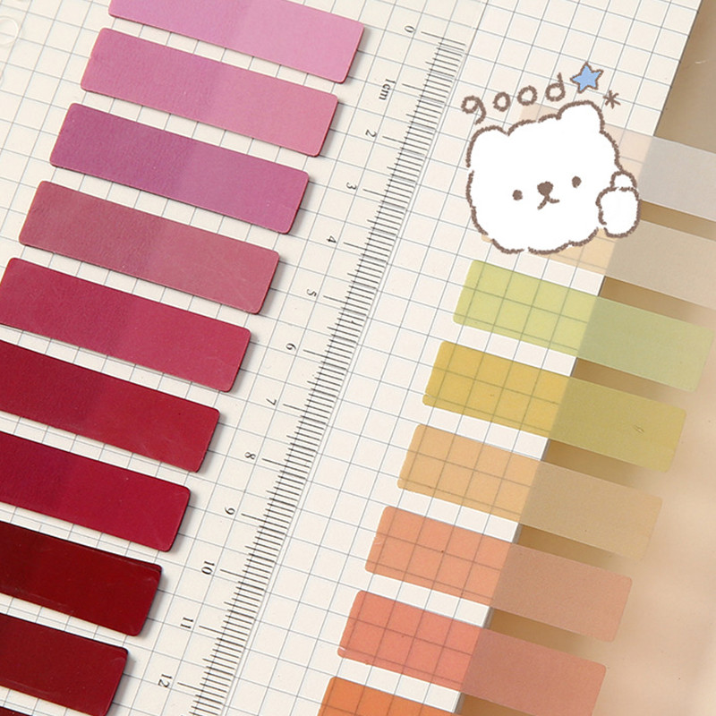 

200Sheets Colorful Transparent Fluorescent Index Tabs Pet Sticky Note Page Marker Planner Stickers