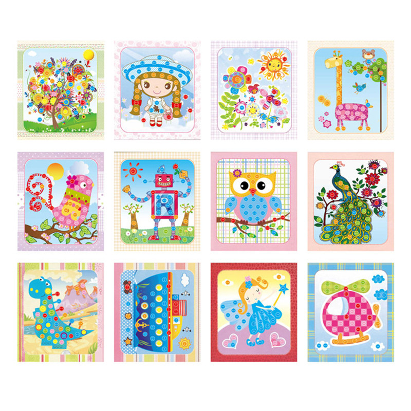 

8Pcs/5Pcs Kids Diy Button Stickers Drawing Toys Handmade School Art Class Painting Drawing Craft