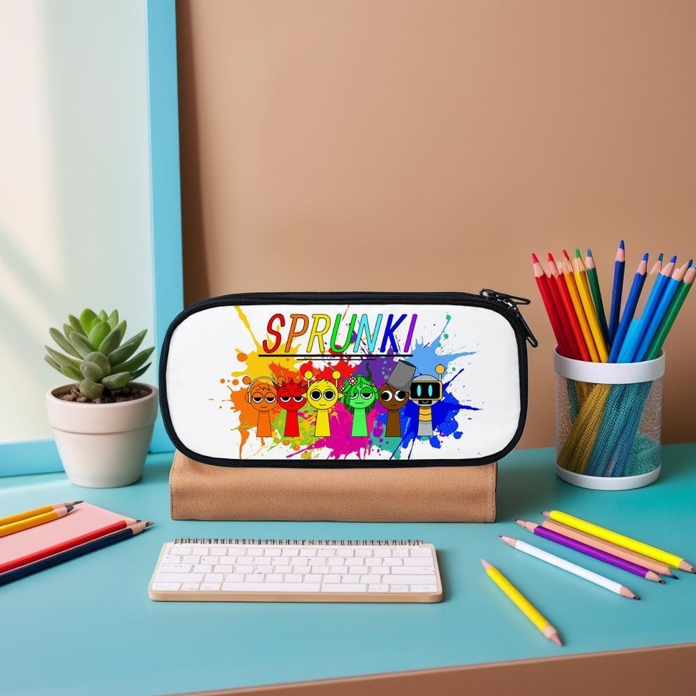 

Sprunki Incredibox Pen Bag Stationery Box Horror Game Character Pencil Case Large Capacity School