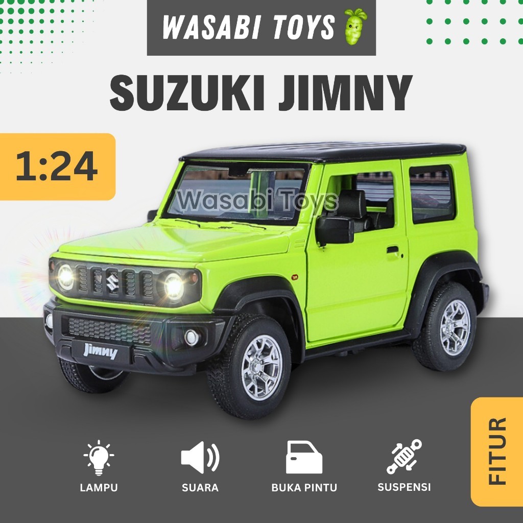 Miniatur Diecast 1:24 Suzuki Jimny Official Licensed Katana (Alas, Klakson, Suspensi, Buka Pintu)