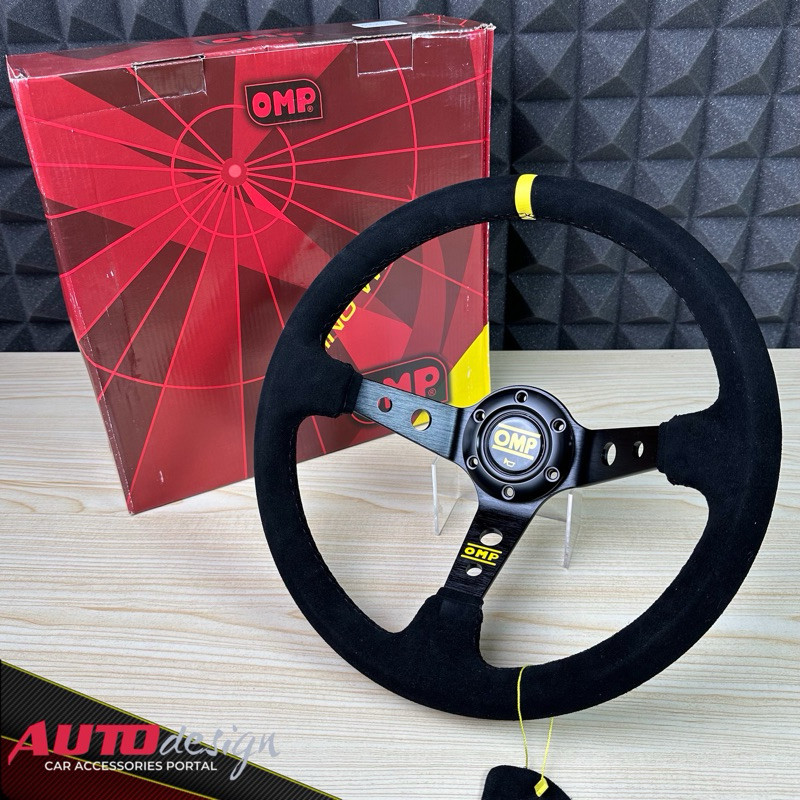 OMP Stir Racing Mobil Kulit Suede Celong 14 Inch Universal