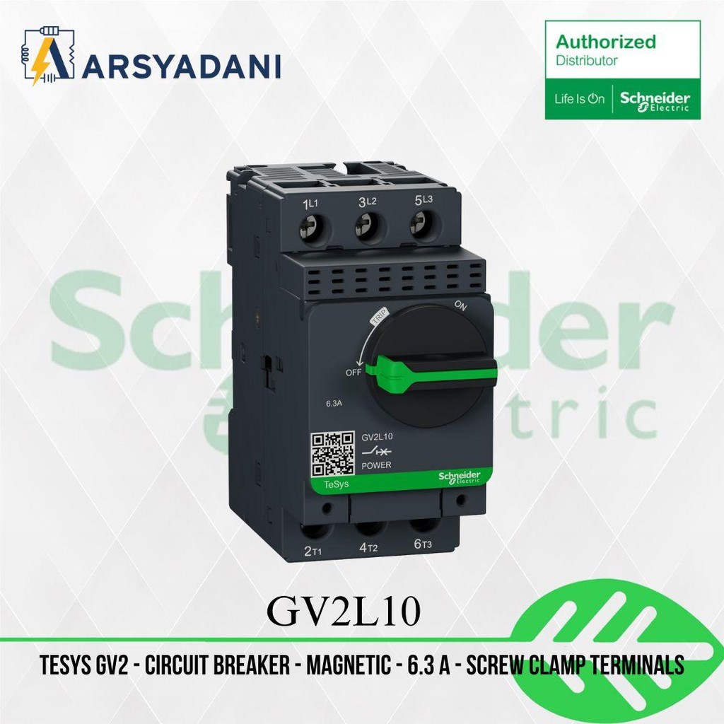 GV2L10 - TeSys GV2 - Circuit breaker - magnetic - 6.3 A - screw clamp terminals mcb  2  amper  450  