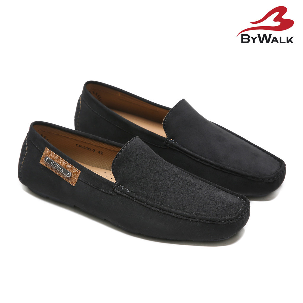 BYWALK CALCIO2 Sepatu Loafers Pria Formal Casual Moccasin Slip On Kerja Bludru Hitam