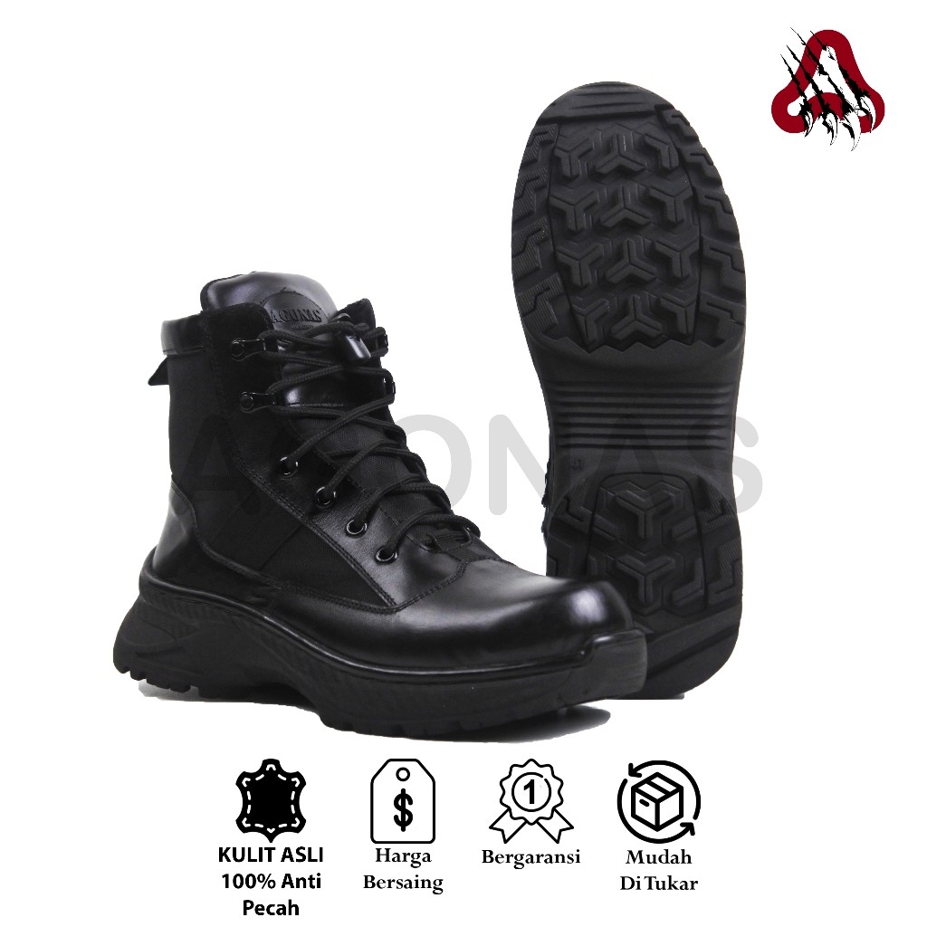 Agonas Sepatu PDH PDL Jatah Pendek Kulit Sapi Asli