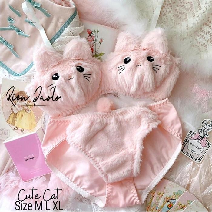 Satinya- Bra Set Sexy Wanita Bh Fancy Premium Bulu Bulu Lucu Rien Paolo