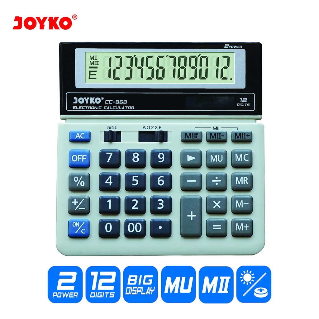 

JOYKO CALCULATOR 12 DIGITS / KALKULATOR JOYKO CC-868 12 ANGKA MURAH BERKUALITAS - RAJA BIGBOX
