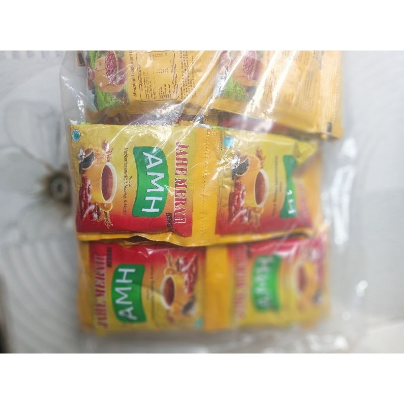 

(1 Renteng 10 Sachet)Jahe Merah Herbal AMH Dengan Habbatussauda Gingseng Dan Madu