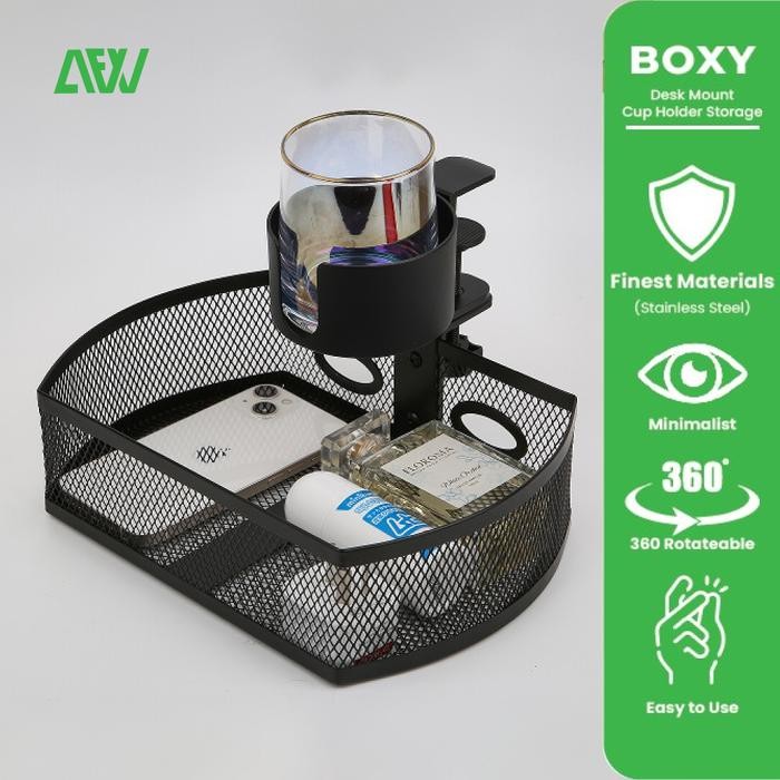 

BOXY Laci Bawah Meja Tempat Penyimpanan Desk Mount Cup Holder Storage Rack Black