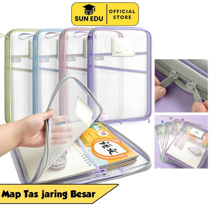 

Tas Dokumen Transparan 3 Lapis / Tas Buku Portabel Jaring Tas Penyimpanan Kertas Merah Stationery