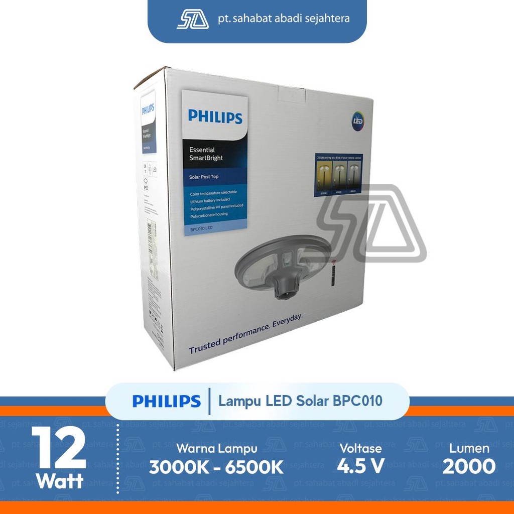 Philips Lampu LED Solar BPC010 LED20 12W Solar Post Top MCT