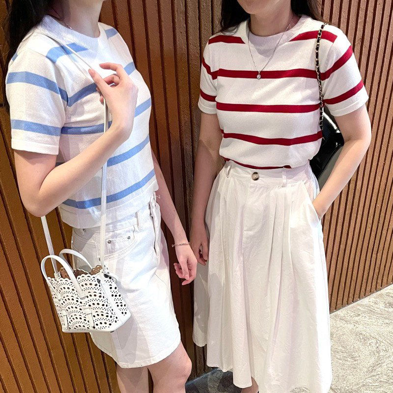 [READYY] SOORI - DAMBI (Stripe Knit Crop Korea Rajut Premium Zara Casual Basic Daily Comfy)