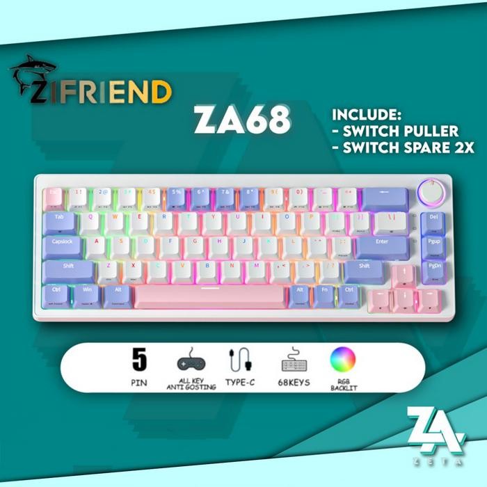 ZIFRIEND ZA68 Mechanical Gaming Keyboard 68 Keys 5pin Hotswap RGB