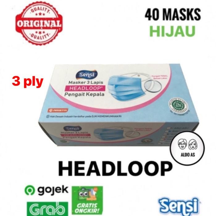 MASKER SENSI HEADLOOP ISI 40 PCS GROSIR