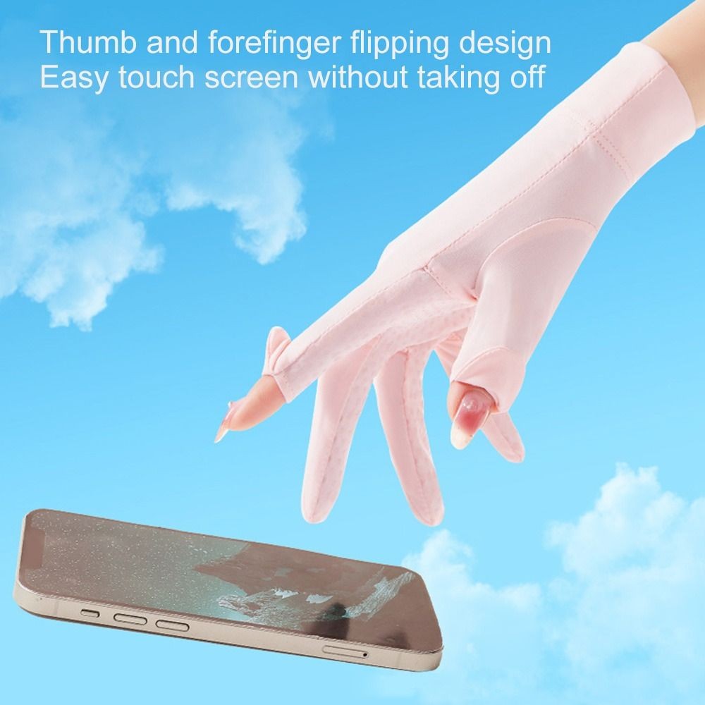 Anti-Uv Breathable Gloves Non Slip Riding Driving Gloves Summer Ice Silk Sunscreen Gloves Women