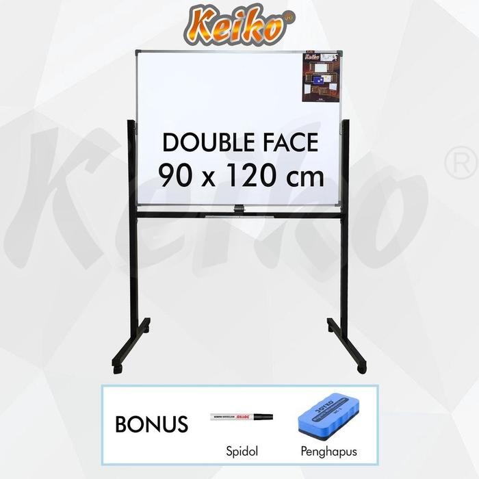 

Papan Tulis Whiteboard / White Board Standing Double Face Keiko 90 X