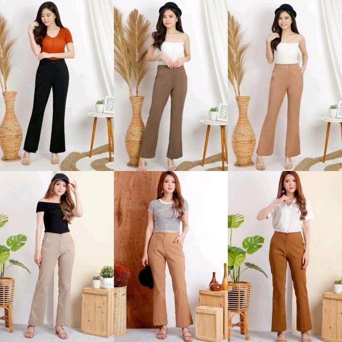Skirta- Upgrade Highwaist Hw Cutbray Katun Manggo Strech Premium Celana Kantor Celana Bahan