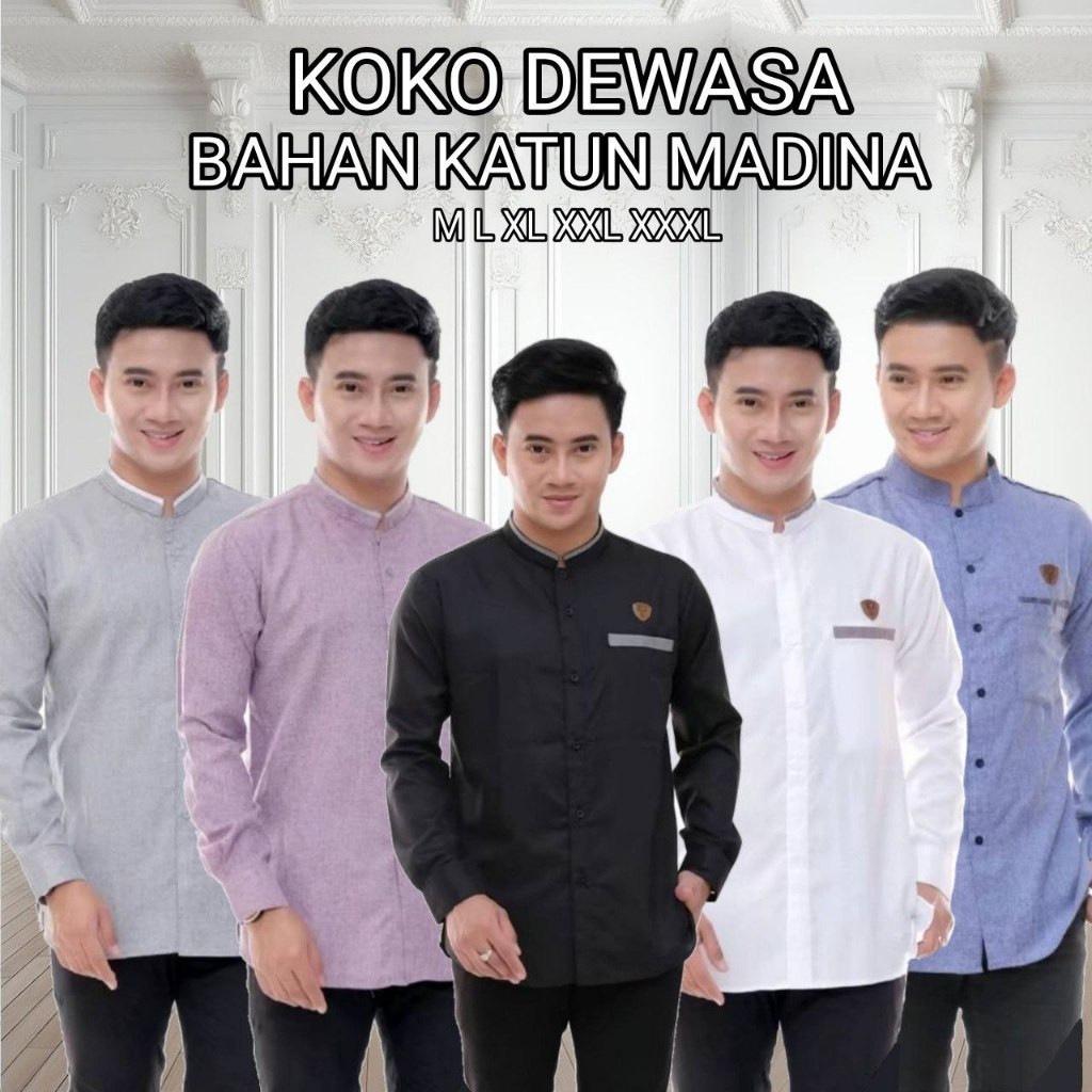 PROMO / Baju Koko Kain Madina Baju Koko Slimfit Baju Koko Dewasa Lengan Panjang