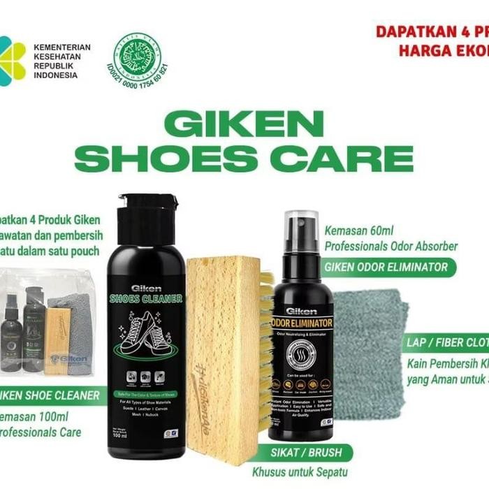 GIKEN PERAWATAN SEPATU / GIKEN SHOES CLEANER + GIKEN ODOR ELIMINATOR / PEMBERSIH SEPATU + PENETRAL