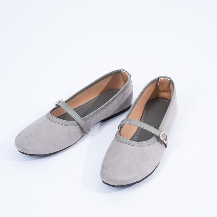 Handmadeshoesby - [Flatshoes Wanita] Flatshoes Sheren Kerja Karet Hitam