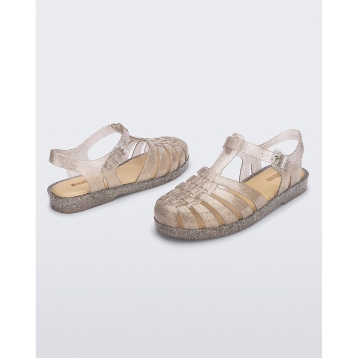 Sepatu Sandal Wanita Melissa Possession Shiny Ad Beige Silver Glitter