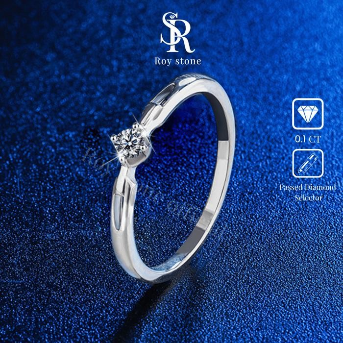 Outsy- Roystone - Cincin Wanita Moissanite Original Lapis Emas 18K - Lovita Ring