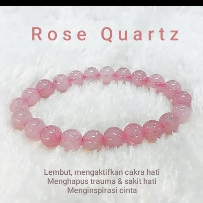 Outsy- Gelang Batu Rose Quartz Asli