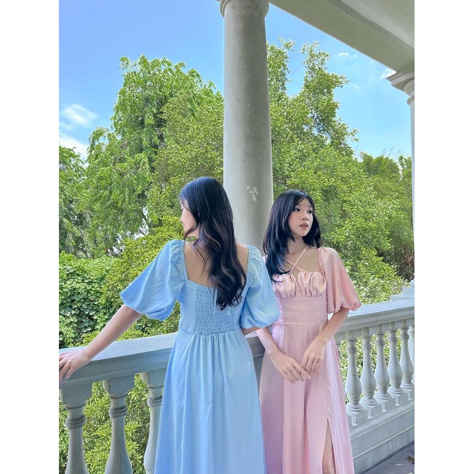 Clavie- Sweet Berry - Quinn Satin Dress (Maxi Dress Satin Pesta) Formal Panjang