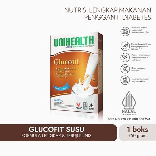 Glucofit Susu, Untuk Diabetes, Unihealth, Box 750 gram