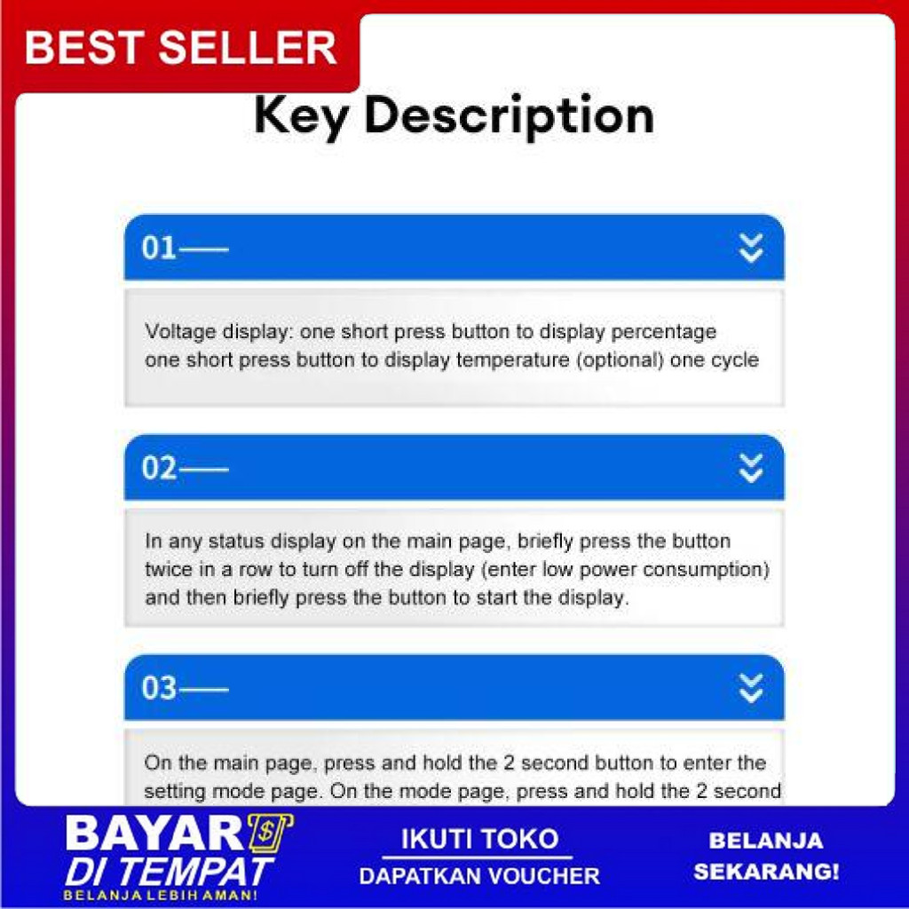 FREE ONGKIR INDIKATOR KAPASITAS BATERAI WATERPROOF SEPEDA MOTOR LISTRIK BULAT BISA COD