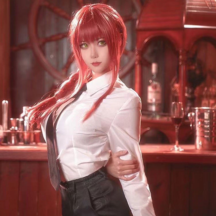 Wig Makima Cosplay Chainsaw Man Rambut Palsu Full Wig Cosplay Anime Chainsaw Man Anime Chainsawman