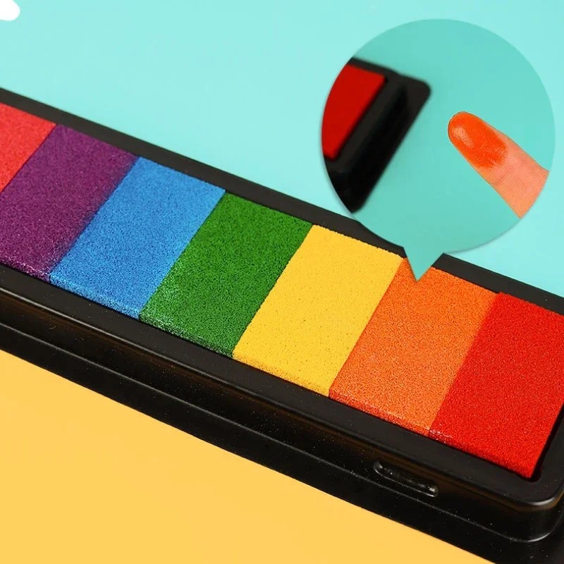 

Kindergarten Creative Palm Finger Paint Ink Pad Diy Printing Station 7 Colours Kids Graffiti Finger