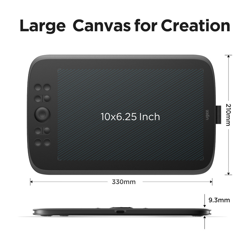 

Ugee M908 10X6.25 Inch Drawing Tablet Graphics Tablet 8 Hot Keys 1 Scroll Wheel 8192 Levels Drawing