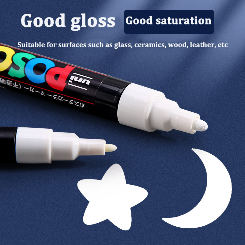 

3Pc Uni Posca Black/White Colores Markers Pen Plumones Pc-1M-3M-5M Draw Art Stationery Paint Marker