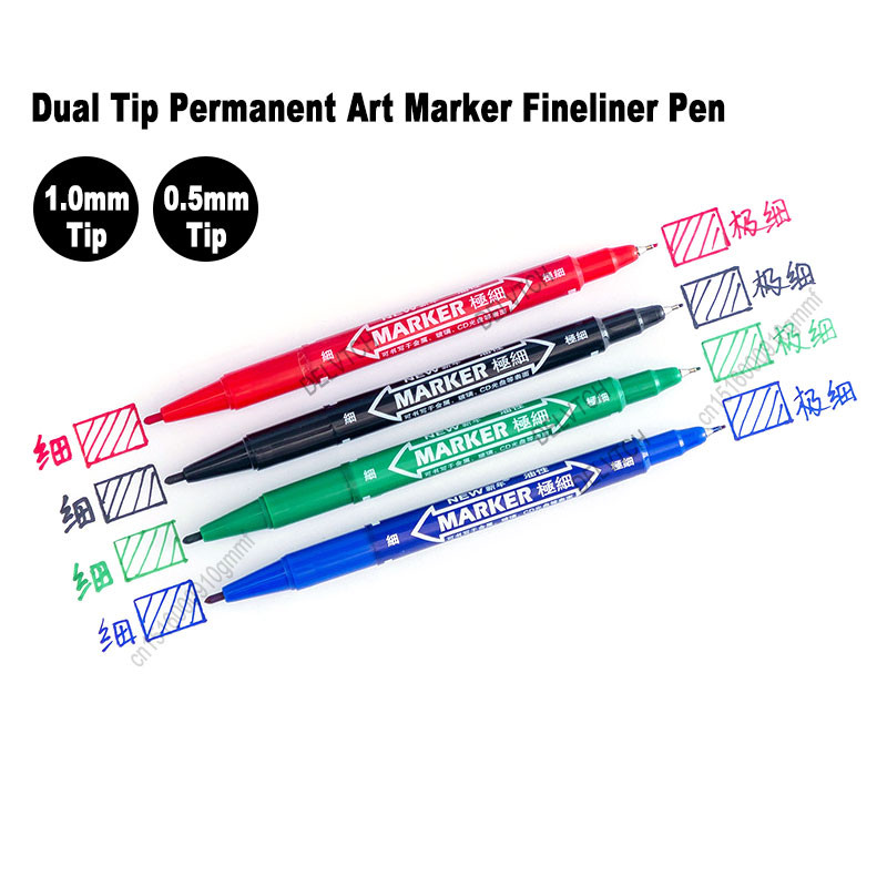 

4/8Pcs Waterproof Oil Ink Permanent Art Marker Fineliner Pen 0.5Mm 1.0Mm Dual Tip For Comics