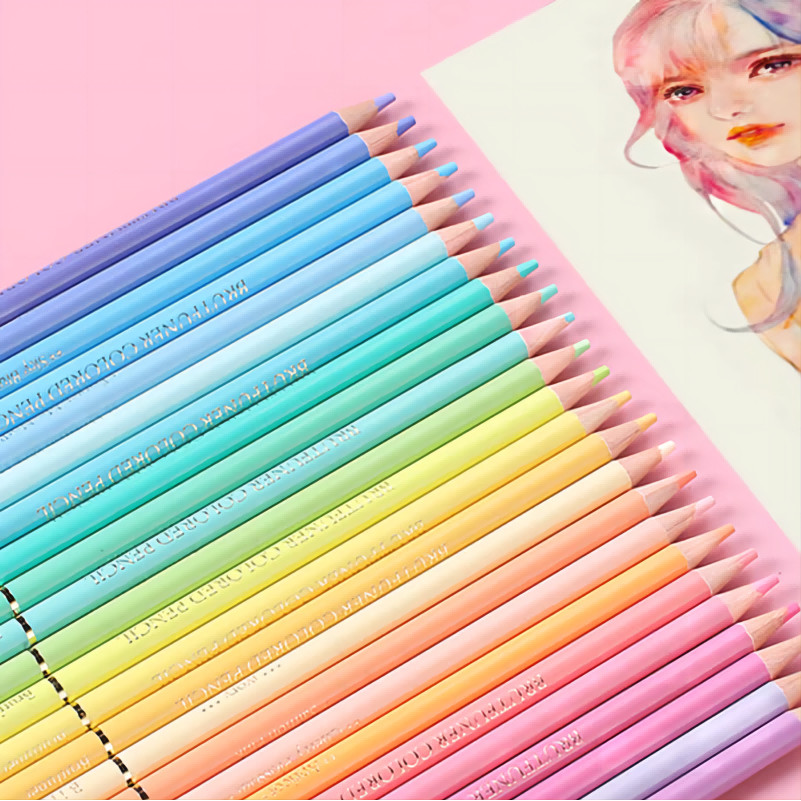 

Brutfuner 12/24Colors Set Makaron Color Pencils Sketching Wood Colored Pencils Painting For Student