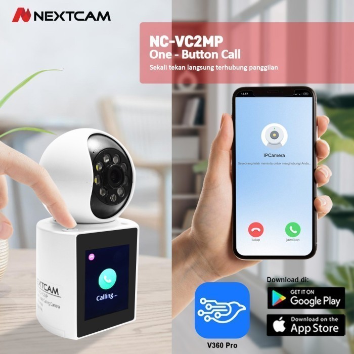 Nextcam Smart cctv VideoCalling 2MP PTZ Ipcam One-click NC-VC2M Bisa Videocall langsung Hanya Klik 1