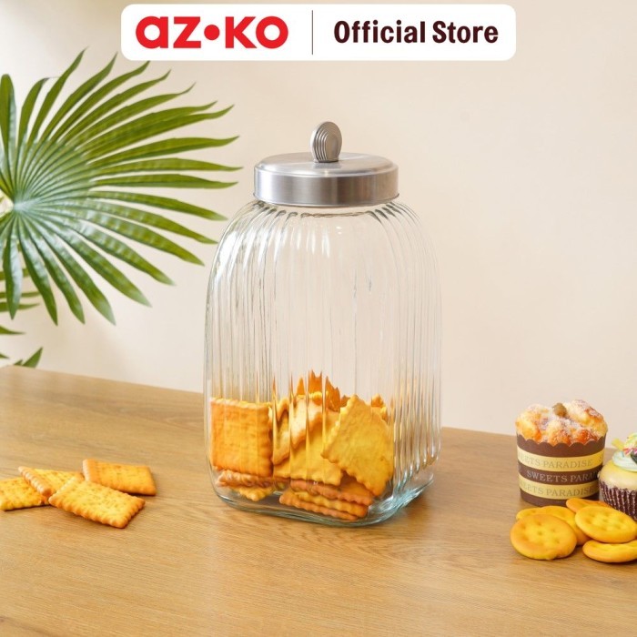 Terbaru Azko Kris Stoples Kaca Chic Glass Canister Jar Tempat Simpan Snack Dan Permen Setoples