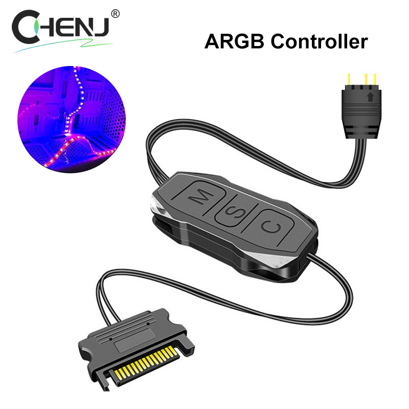 1pcs ARGB Controller 5V 3pin To SATA Power Supply Mini RGB Controller 3PIN Hub For Computer Cpu Case