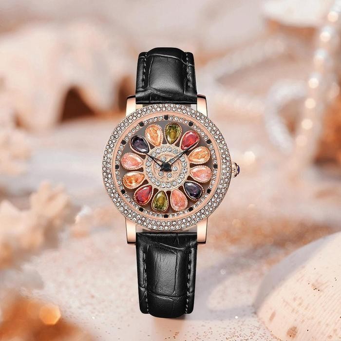 Femmora- Diskon Cristiano Aillen Jam Tangan Wanita 878 Kulit Leather Asli Analog Turbine Water