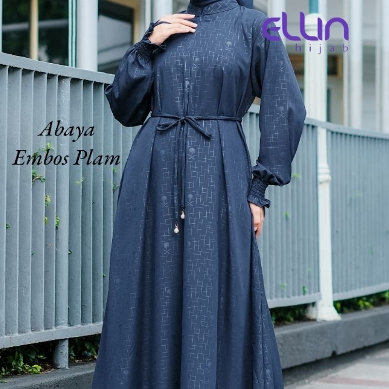 Premium Ellin Hijab Abaya Wanita Emboss Palm Busui Friendly