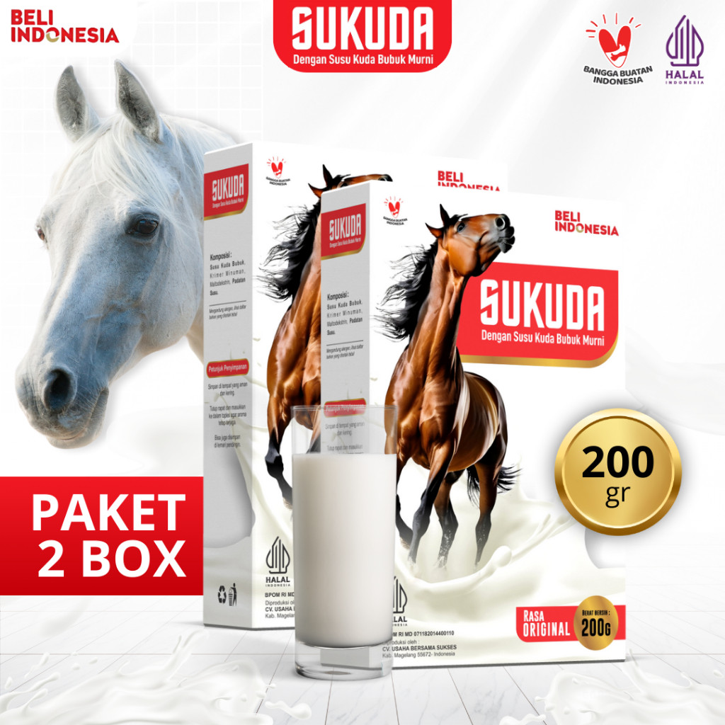 

SUKUDA 2 BOX SUSU BUBUK KUDA LIAR LOMBOK ORIGINAL KOLOSTRUM 200 GRAM 100% ORIGINAL