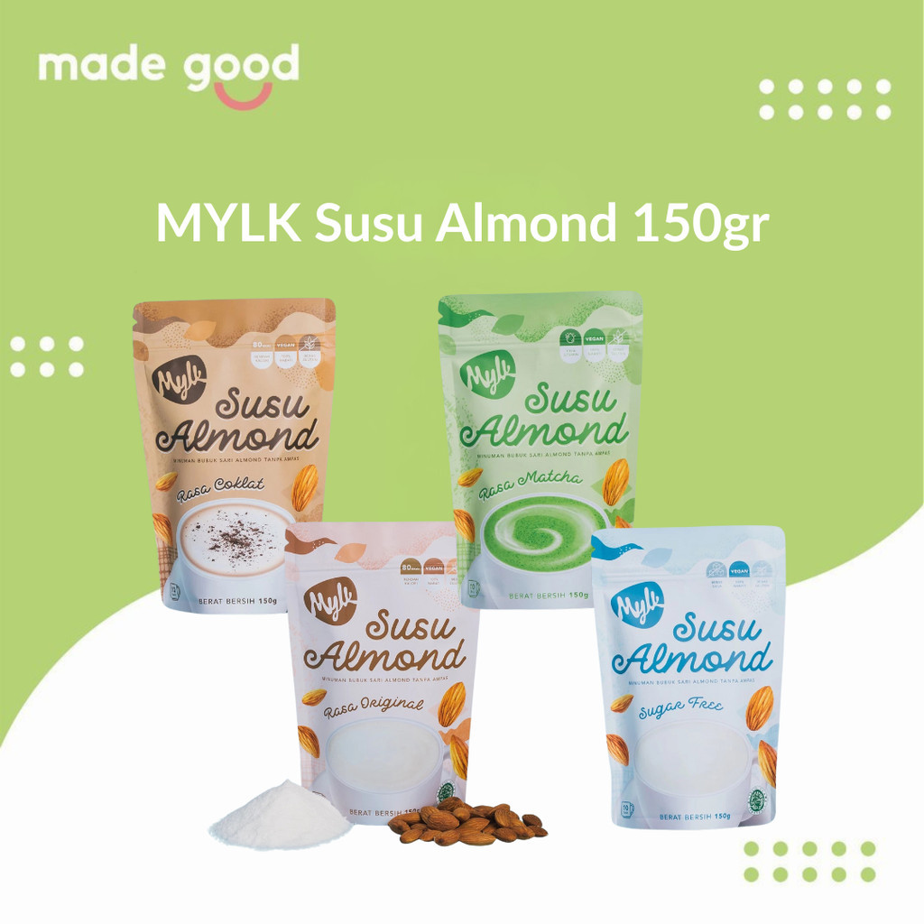 

MYLK SUSU ALMOND BUBUK INSTAN MYLK ALMOND MILK POWDER VEGAN BEBAS GLUTEN HALAL MUI TANPA AMPAS 150
