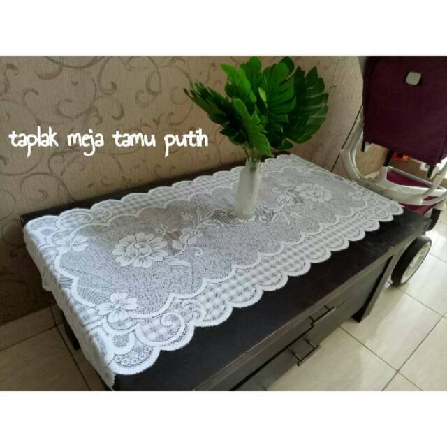 Taplak meja tamu putih. Taplak meja makan kain embos import . taplak panjang perabot rumah minimalis