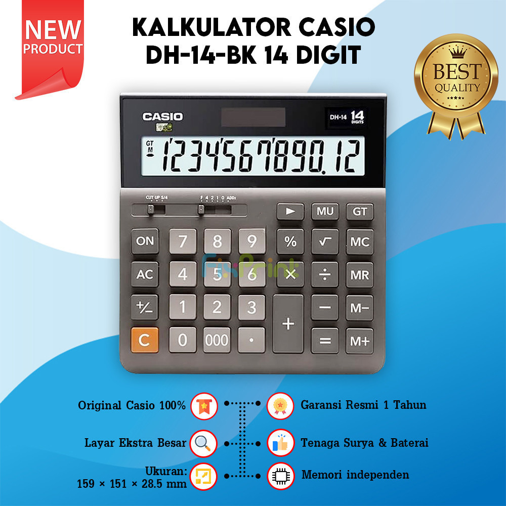 

[READY] Kalkulator Casio DH-14 BK 14 Digit, Calculator Desktop New Original