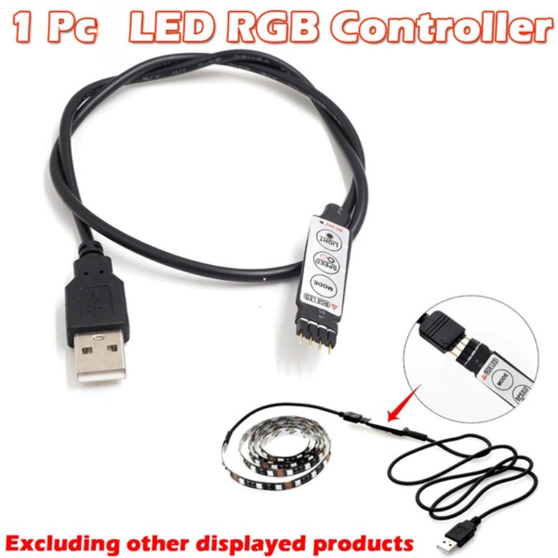 1 Pc Led Dimmer with 3 Keys 4 Pin Female Connector for 5V RGB Led USB Strip